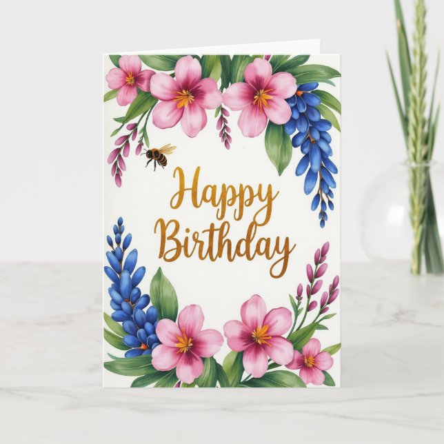 Carte de vœux d'anniversaire dorée (Devant)