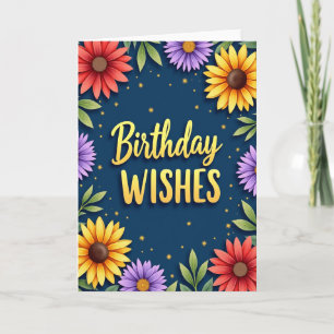 Carte de vœux d'anniversaire dorée