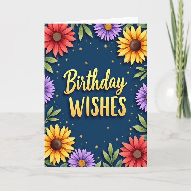 Carte de vœux d'anniversaire dorée (Devant)