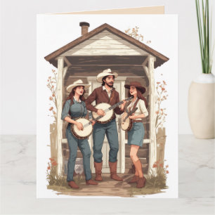 CARTE DE VOEUX D'ANNIVERSAIRE DRÔLE BANJO HILLBILL