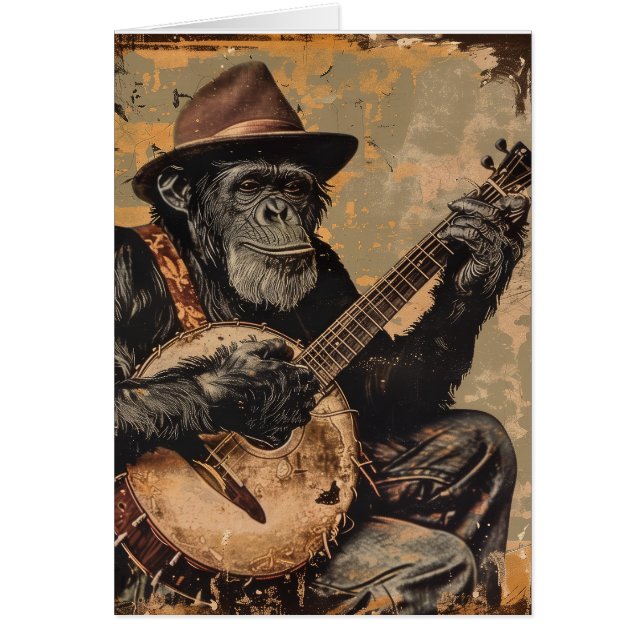 CARTE DE VOEUX D'ANNIVERSAIRE DRÔLE DE CHIMPANZÉ S (Devant)