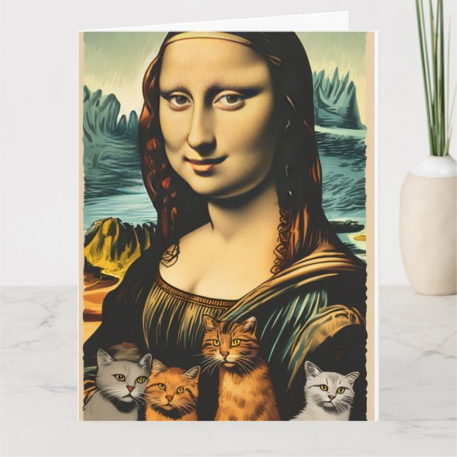 Carte de vœux d'anniversaire drôle de Mona Lisa av (Devant)