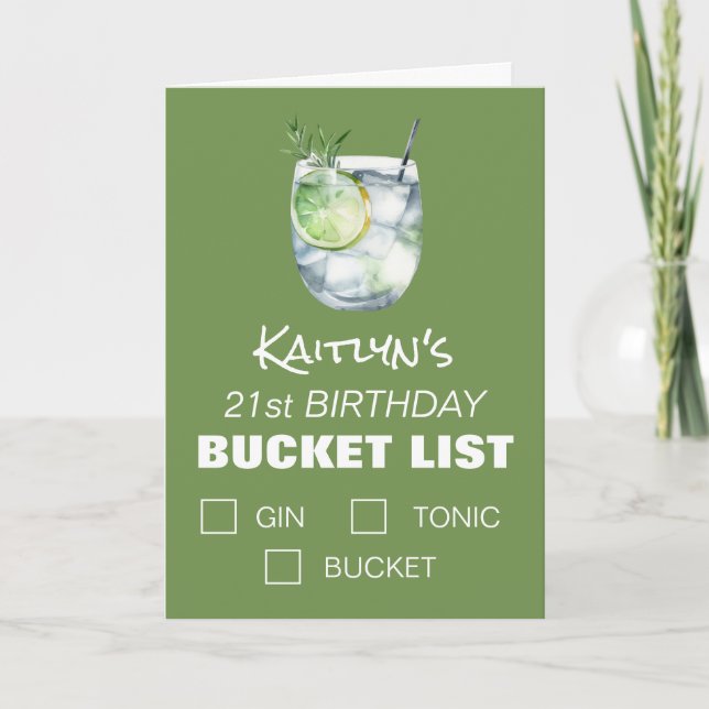 Carte de vœux d'anniversaire drôle Gin et Tonic, L (Devant)