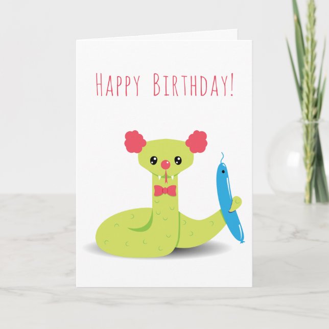 Carte de vœux d'anniversaire drôle serpent clown (Devant)