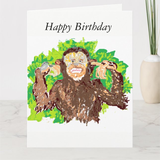 Carte de vœux d'anniversaire drôle / Singe (Devant)