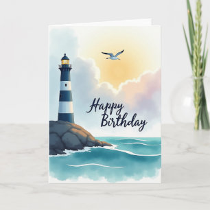 Carte de vœux d'anniversaire du phare côtier