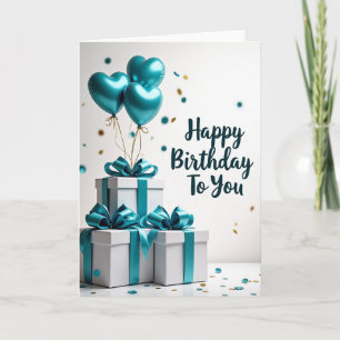 Carte de Vœux d'Anniversaire Élégante Sarcelle