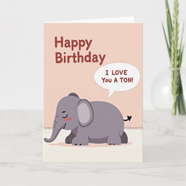 Carte de vœux d'anniversaire éléphant (Devant)