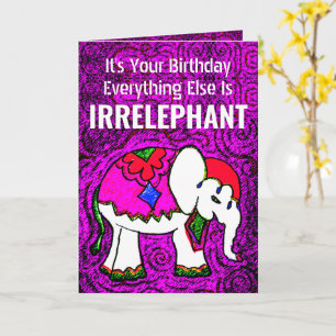 Carte de vœux d'anniversaire éléphant violet drôle