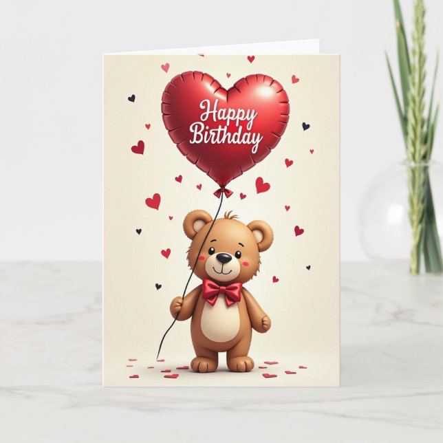 Carte de vœux d'anniversaire en peluche joyeuse (Devant)