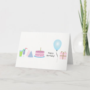 Carte de vœux d'anniversaire - en rose et bleu