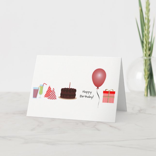 Carte de vœux d'anniversaire - en rouge (Devant)