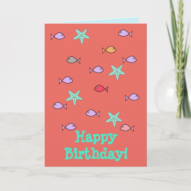 Carte de vœux d'anniversaire Étoile de mer Poisson (Devant)