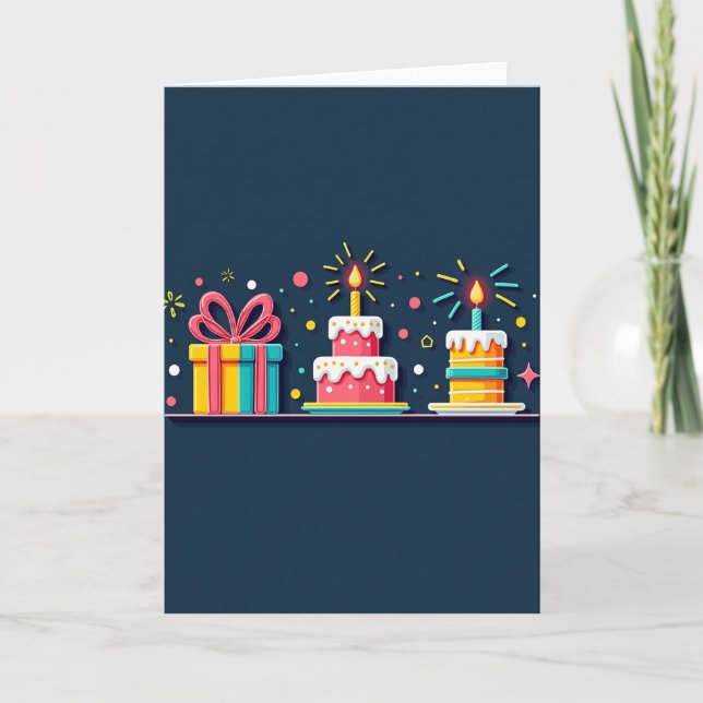 Carte de Vœux d'Anniversaire Festive (Devant)