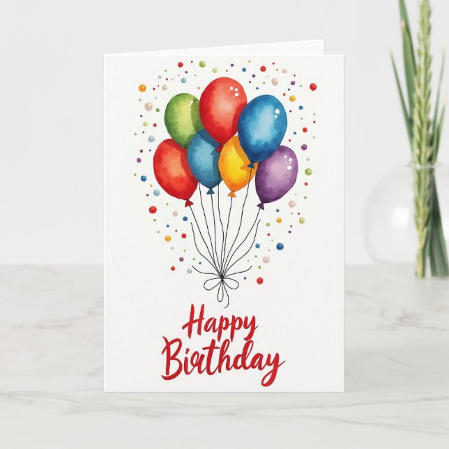 Carte de vœux d'anniversaire festive avec confetti (Devant)