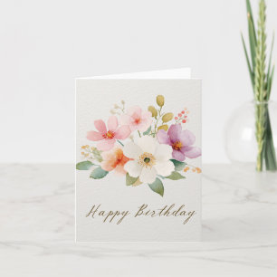 Carte de vœux d'anniversaire Fleurs colorées éléga