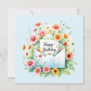 Carte de voeux d'anniversaire & fleurs magnifiques