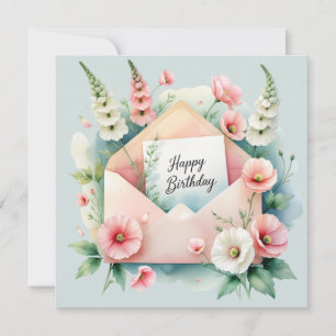 Carte de vœux d'anniversaire & fleurs magnifiques