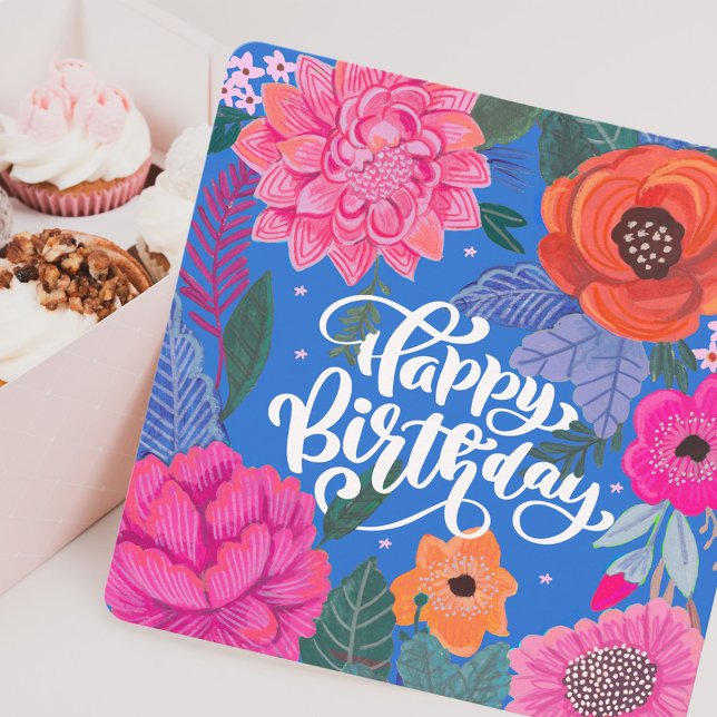 Carte de voeux d'anniversaire floral brillant (Bright Floral Birthday greeting card)
