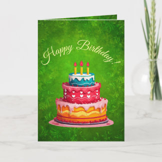 Carte de vœux d'anniversaire florale vintage vert 