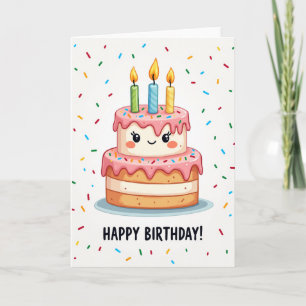 Carte de Vœux d'Anniversaire Gâteau Sucré