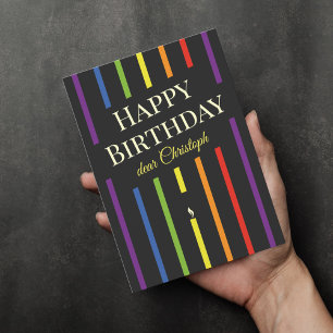 Carte de voeux d'anniversaire gay queer rayé heure