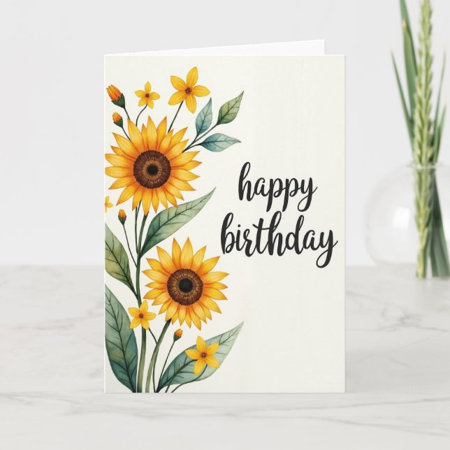 Carte de vœux d'anniversaire Golden Bloom (Devant)
