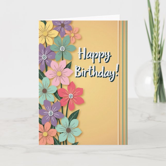 Carte de vœux d'anniversaire graphique vive (Devant)
