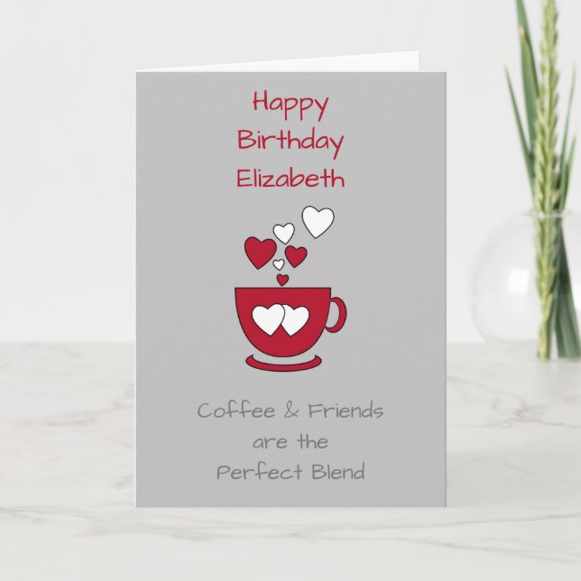 Carte de vœux d'anniversaire Grey Coffee & Friends (Devant)
