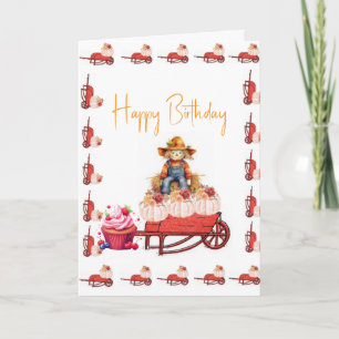 Carte de vœux d'anniversaire Halloween Épouvantail