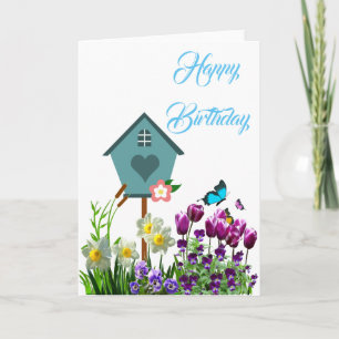 Carte de vœux d'anniversaire Jardin de fleurs papi