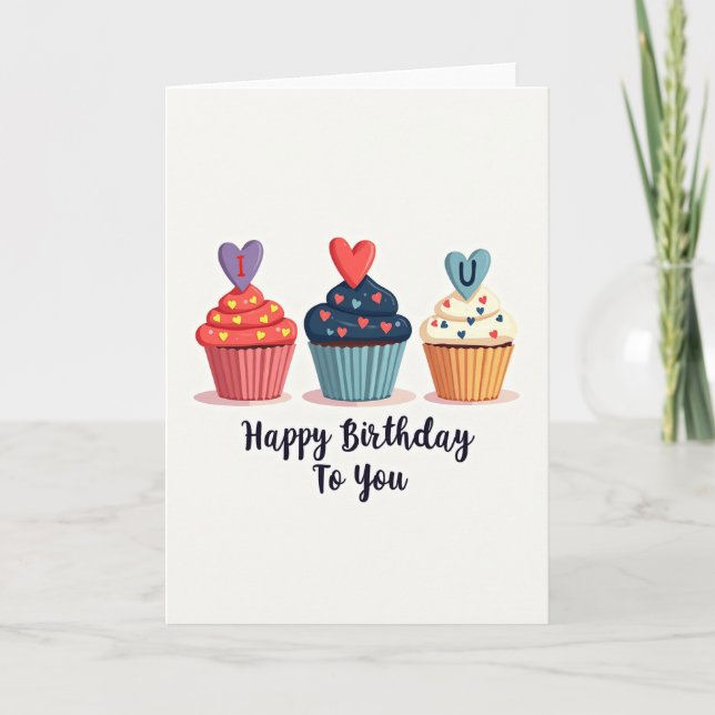 Carte de vœux d'anniversaire 'Je t'aime' (Devant)