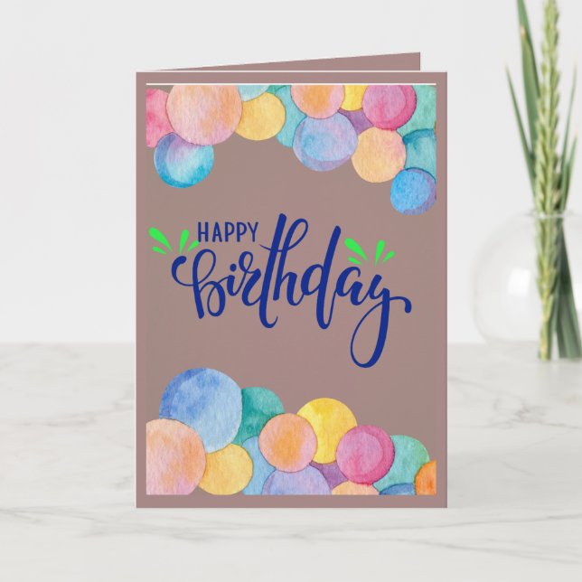 Carte de vœux d'anniversaire joyeuse avec ballon c (Devant)
