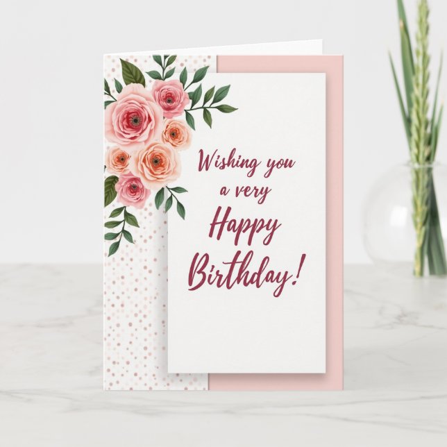 Carte de vœux d'anniversaire Joyeuse Fleur (Devant)