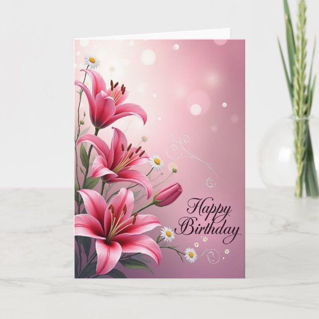 Carte de vœux d'anniversaire Joyeuse Fleur (Devant)