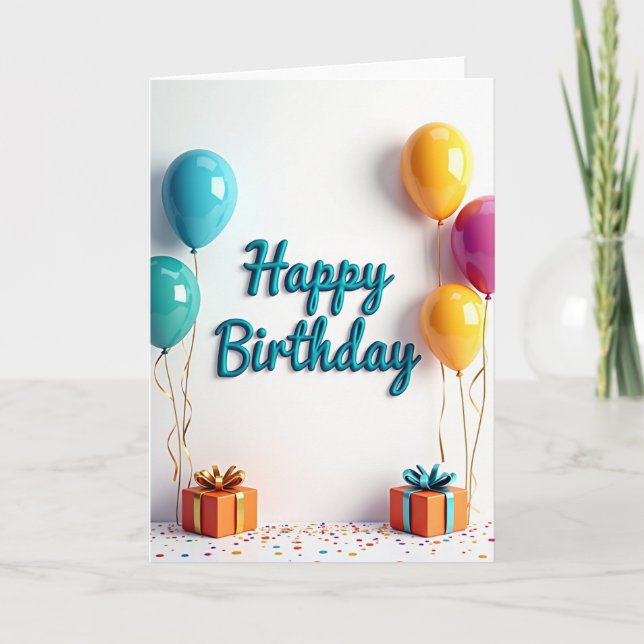 Carte de Vœux d'Anniversaire Joyeux (Devant)