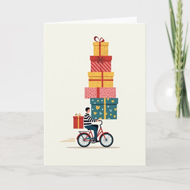 Carte de Vœux d'Anniversaire Joyeux à Vélo (Devant)