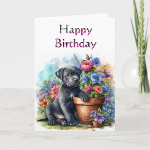 Carte de vœux d'anniversaire joyeux avec un chiot 