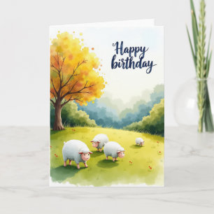 Carte de vœux d'anniversaire Joyeux Sheep Meadow