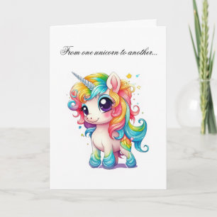 Carte de vœux d'anniversaire Licorne Mignonne