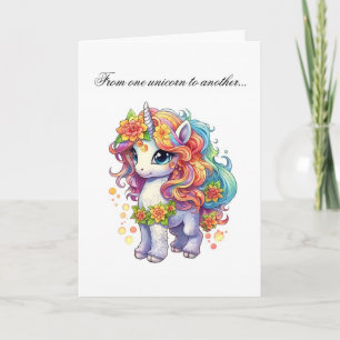 Carte de vœux d'anniversaire Licorne Mignonne