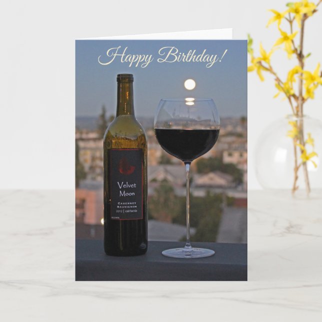 Carte de vœux d'anniversaire Magnifique Vin et Lun (Fleur jaune)