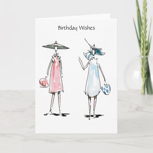 Carte de vœux d'anniversaire Mesdames en route pou (Devant)