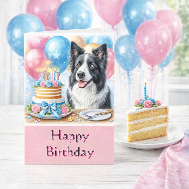 Carte de vœux d'anniversaire mignonne Border Colli (Créateur téléchargé)