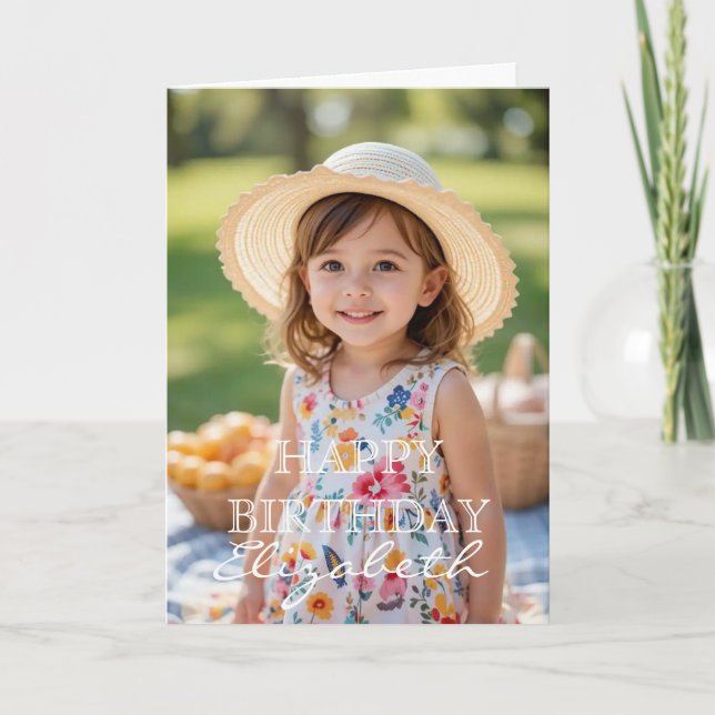 Carte de vœux d'anniversaire moderne simple avec p (Devant)