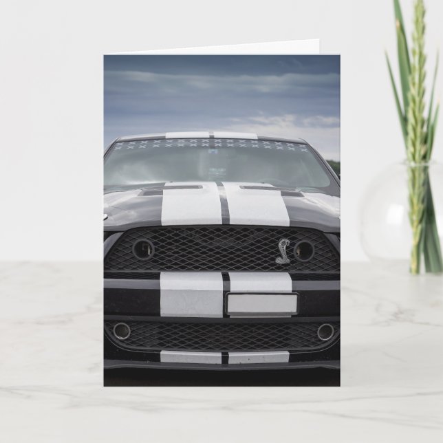 CARTE DE VOEUX D'ANNIVERSAIRE MUSCLE CAR (Devant)