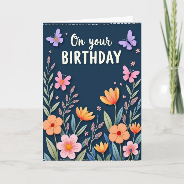 Carte de vœux d'anniversaire Papillon (Devant)