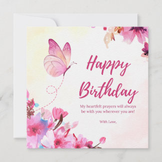 Carte de vœux d'anniversaire Papillon Aquarelle 