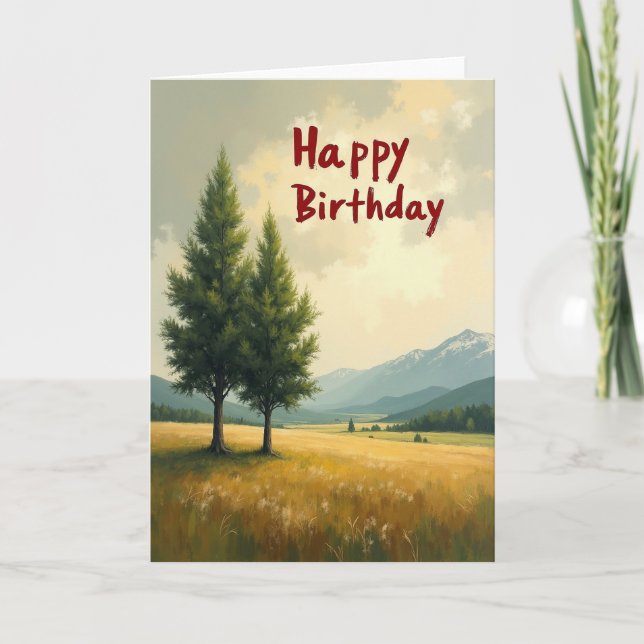 Carte de Vœux d'Anniversaire Paysager (Devant)