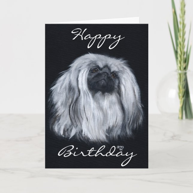 Carte de vœux d'anniversaire Pékinois (Devant)